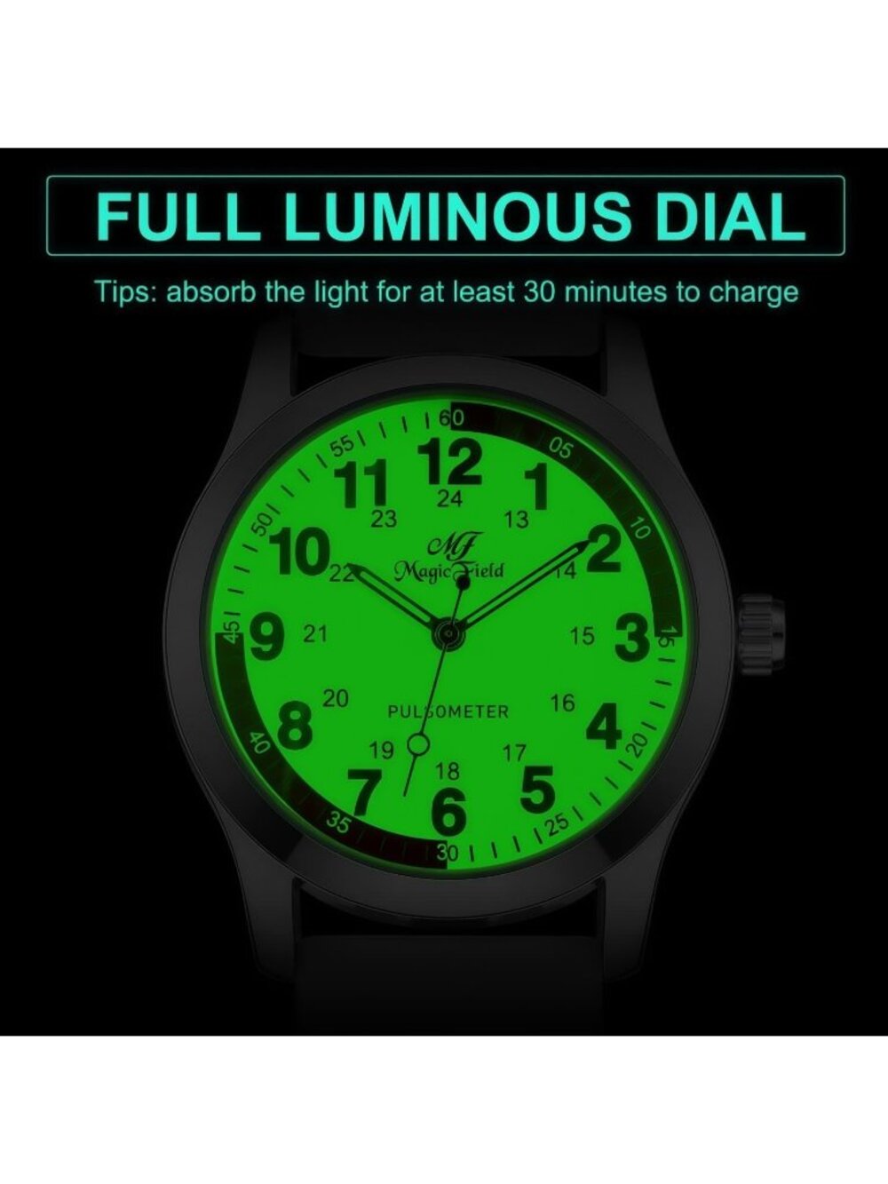 Women's Silver White Red Easy to Read Military Time Waterproof Luminous Watch - Picture 5 of 6
